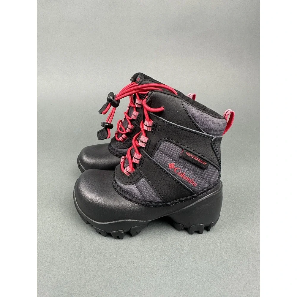 Columbia Kids Rope Tow III Waterproof Insulated Winter Boot Size 8 Black/Red